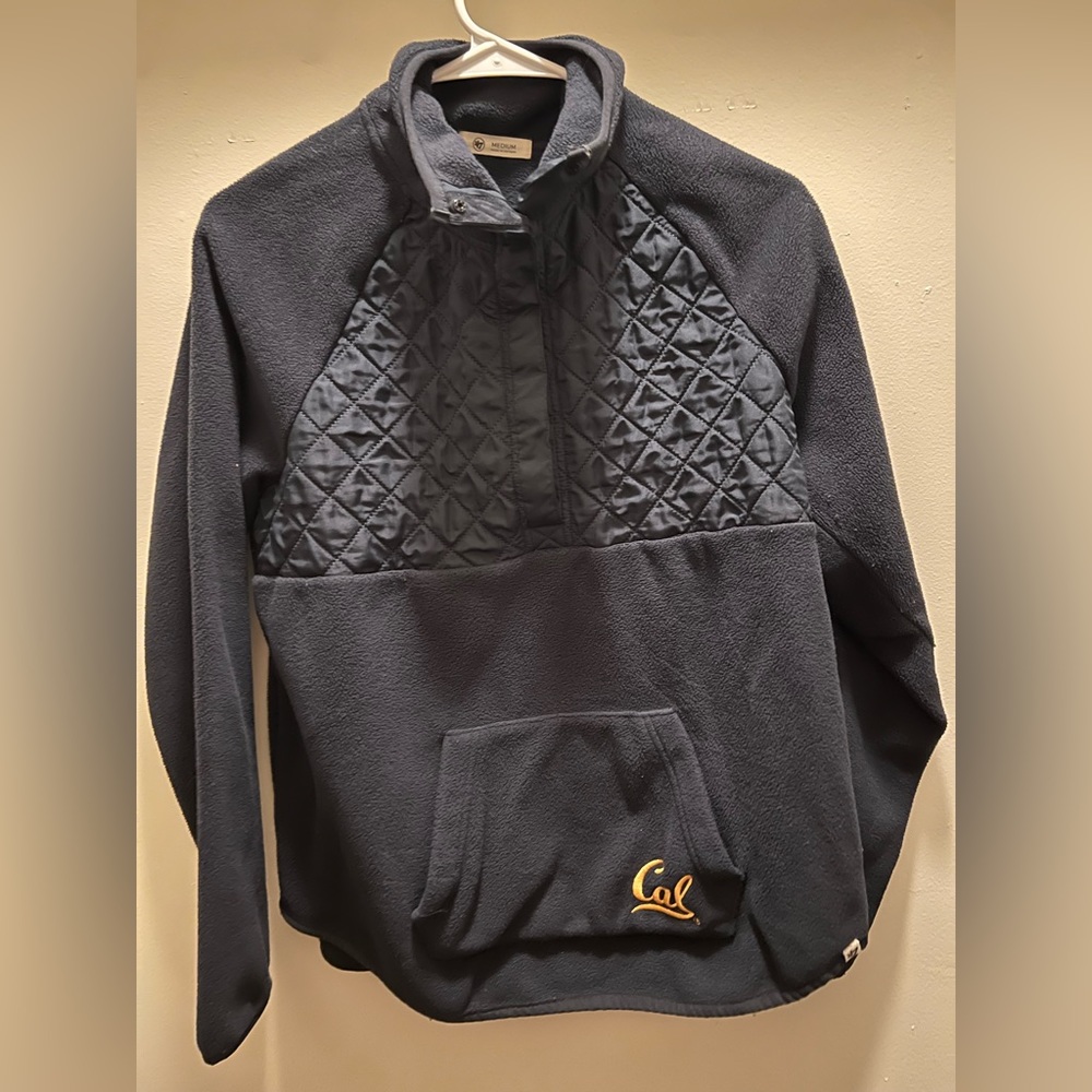 Quarter button navy blue Cal sweater